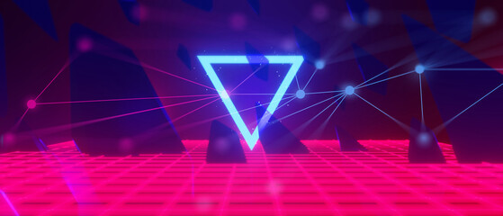 abstract backgound video game of esports scifi gaming cyberpunk, vr virtual reality simulation and metaverse, scene stand pedestal stage, 3d illustration rendering, futuristic neon glow room