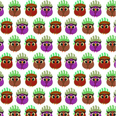 seamless pattern with funny owls