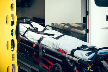 a stretcher in an ambulance