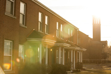 Afternoon light shines on housing near downtown Gary, Indiana, USA.