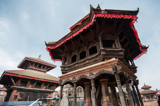 Kathmandu,Nepal - May 10,2022: Bhaktapur Durbar Square is royal palace of the old Bhaktapur Kingdom and it is declares of UNESCO World Heritage Sites.