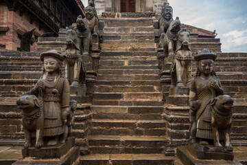 Kathmandu,Nepal - May 10,2022: Bhaktapur Durbar Square is royal palace of the old Bhaktapur Kingdom and it is declares of UNESCO World Heritage Sites.