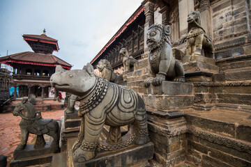 Kathmandu,Nepal - May 10,2022: Bhaktapur Durbar Square is royal palace of the old Bhaktapur Kingdom...