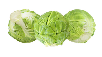 Fresh brussels sprouts isolated on white background.