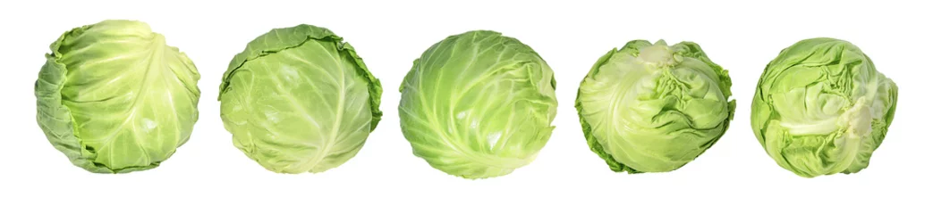 Crédence de cuisine en verre imprimé Légumes frais Green cabbage isolated on a white background