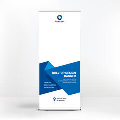 Roll-up banner design, geometric backgrounds for advertising, stand template for exhibitions, seminars, conferences, background vector