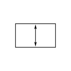 Naklejka premium Rectangle with double arrow inside. Vector drawing with size. Icon on white background. 