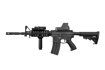 Assault rifle side view. Isolated. 3D Rendering