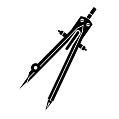 Naklejka premium Vector illustration of drawing compass. Making circles. standard drawing tool. Stationery simple style detailed logo vector illustration isolated.
