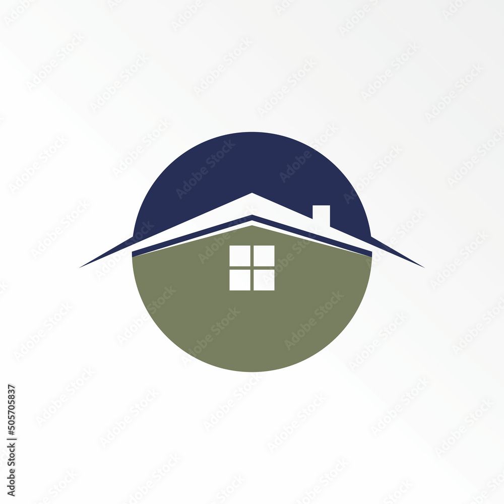 Poster roof house on letter or word o sans serif font with block or negative space image graphic icon logo 