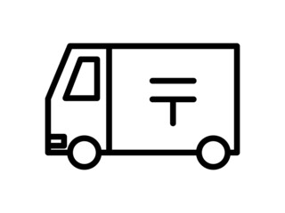 シンプルな郵便車の線画アイコン