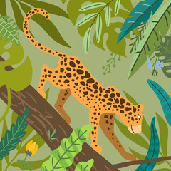 Tropical animals vector. Beautiful animalistic composition. - 505706621