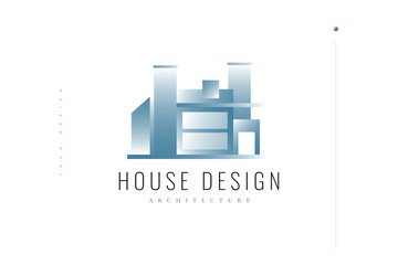 Futuristic Blue and White House Logo Design. Abstract Building Logo for Real Estate or Architecture Industry Brand Identity