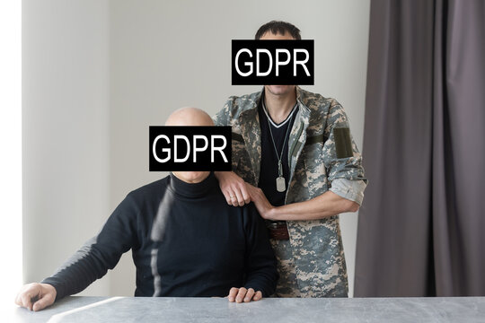 GDPR (general Data Protection Regulation) Concept. Businessman Or IT Technologist With Text GDPR And Icons Of People