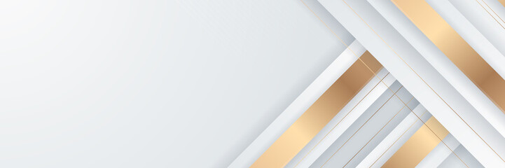 Abstract gold lines on white background banner