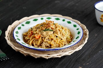 Bakmie Jawa Nyemek or Mie Nyemek, Javanese Noodle Soup Popular from Yogyakarta, Indonesia.