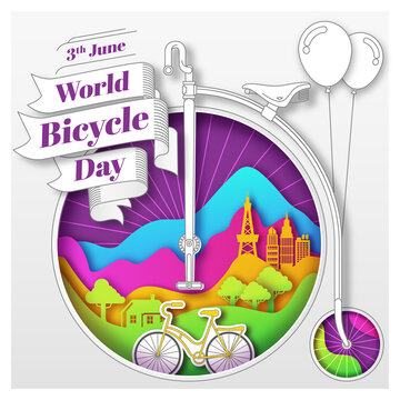 World Bicycle Day, Penny Farthing Papercut