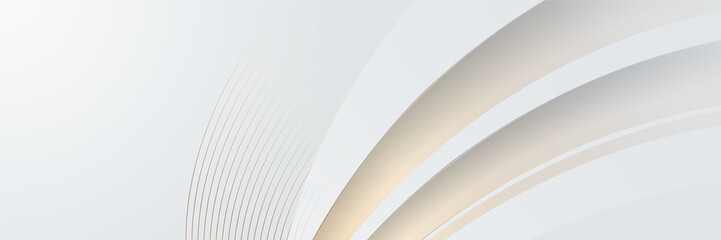 Abstract white and gold lines background banner