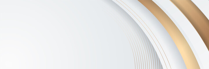 Abstract gold lines on white background banner