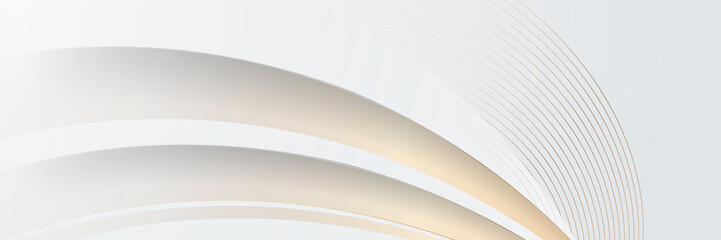 Abstract gold lines on white background banner