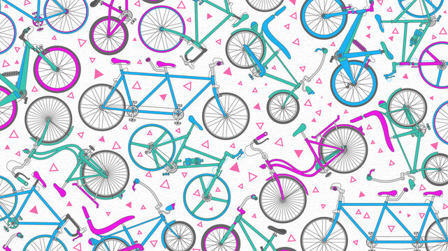 Colorful Doodle Bikes Background