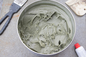 Automotive glass fiber putty. Putty for car repair. Putty for car boby repair