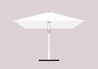 An isolated image of an open beach umbrella, outdoor leisure, sunbathing - obrazy, fototapety, plakaty