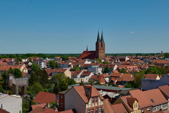 View of Stendal - seen from the medieval city gate Uenglinger Tor. 