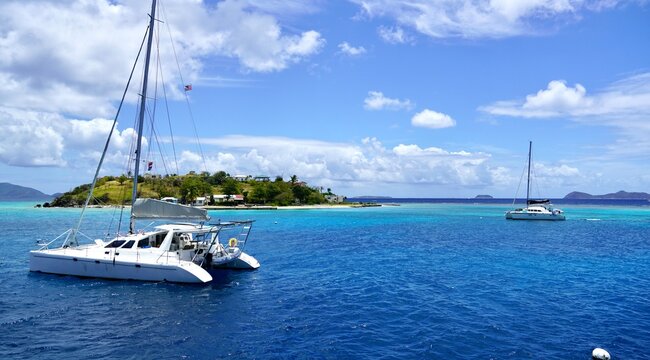 Sailboats at Marina Cay Island in The British Virgin Islands