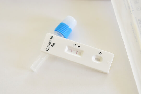 COVID-19 positive test result by using COVID-19 antigen test kit or ATK, rapid test method 