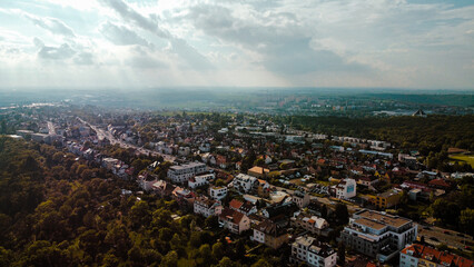 Aerial photography of Prague suburbs in summer