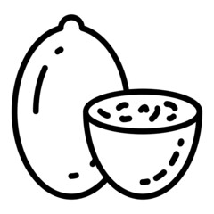 Ground spice mace vector line icon design, Condiments and Spices symbol, Food cooking ingredients Sign, Herbs and table sauce stock illustration, Raw Nutmeg Concept,