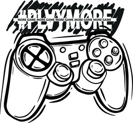 Typography gamer print with joystick. For boys graphic tees © SokolArtStudio