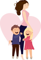 Happy mother's day. Mother and children love each other. Jpg and eps file in high resolution.