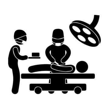 Medical operation, operating table, operation theater, or, surgery room icon