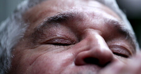 Old man eyes looking at sky with HOPE and FAITH