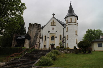 Fototapeta na wymiar Catholic Church of the Holy Trinity (kostol najsvatejsej Trojice) in Mosovce, central Slovakia