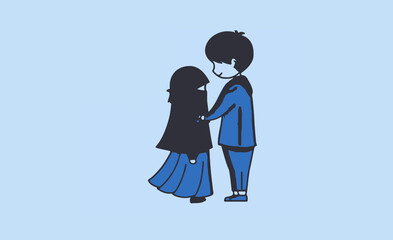 Islamic romantic couple vector art flat illustration