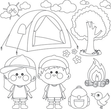 Summer Camping Coloring Page 