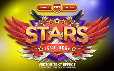 Stars 3d game logo with editable text effect