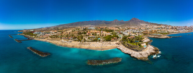 El Duque beach and coastline in Tenerife. Adeje coast Canary island, Spain