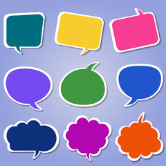 colorful thought bubble speech chat icon collection vector set communication bubbles in paper style