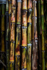 Bundles of sugarcanes in an organic farm in Hue city, Central Vietnam