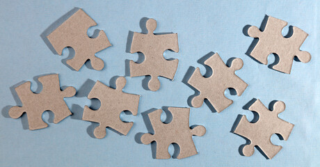 Eight jigsaw puzzle pieces apart