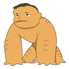 Ancient man sitting cartoon isolated illustration