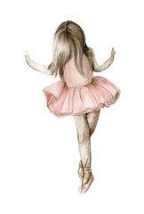 Watercolor dancing small ballerinas