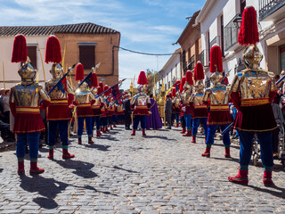 Compañía Romana de Almagro desfilando en la procesión del Domingo de Ramos durante la Semana santa
