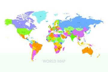 Fototapeta na wymiar World Map Vector. Illustration of Detailed World Map 