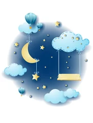  Night landscape with hanging stars and swing, vector illustration eps10 © Luisa Venturoli