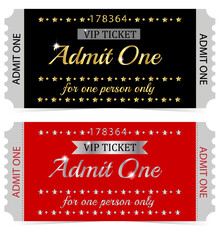 Modern universal ticket template, black, red, gray color. Used for web design, illustrations, posters, banners, backgrounds.